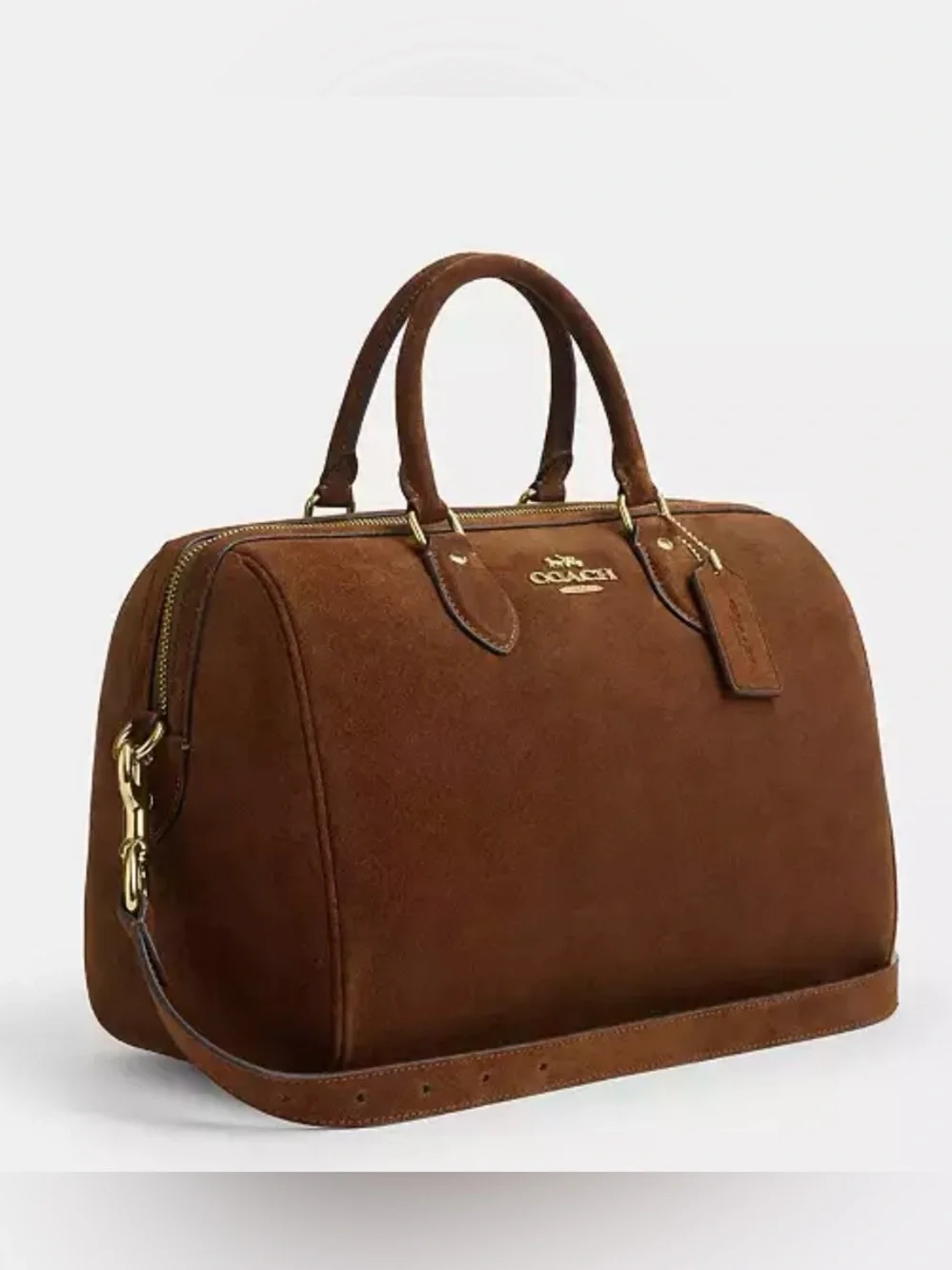 Coach Brown suede large Rowan satchel handbag purse NWT